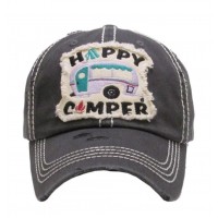 Happy Camper vintage style ball cap with washedlook details New Free Shipping  eb-15328259